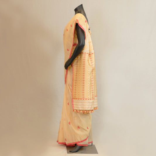 Saree - Mulberry silk(Kesapat) & cotton, Motifs in Tassar silk