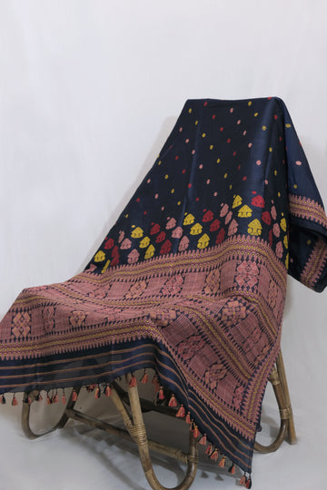 Saree - Mulberry silk motifs Eri silk natural dye