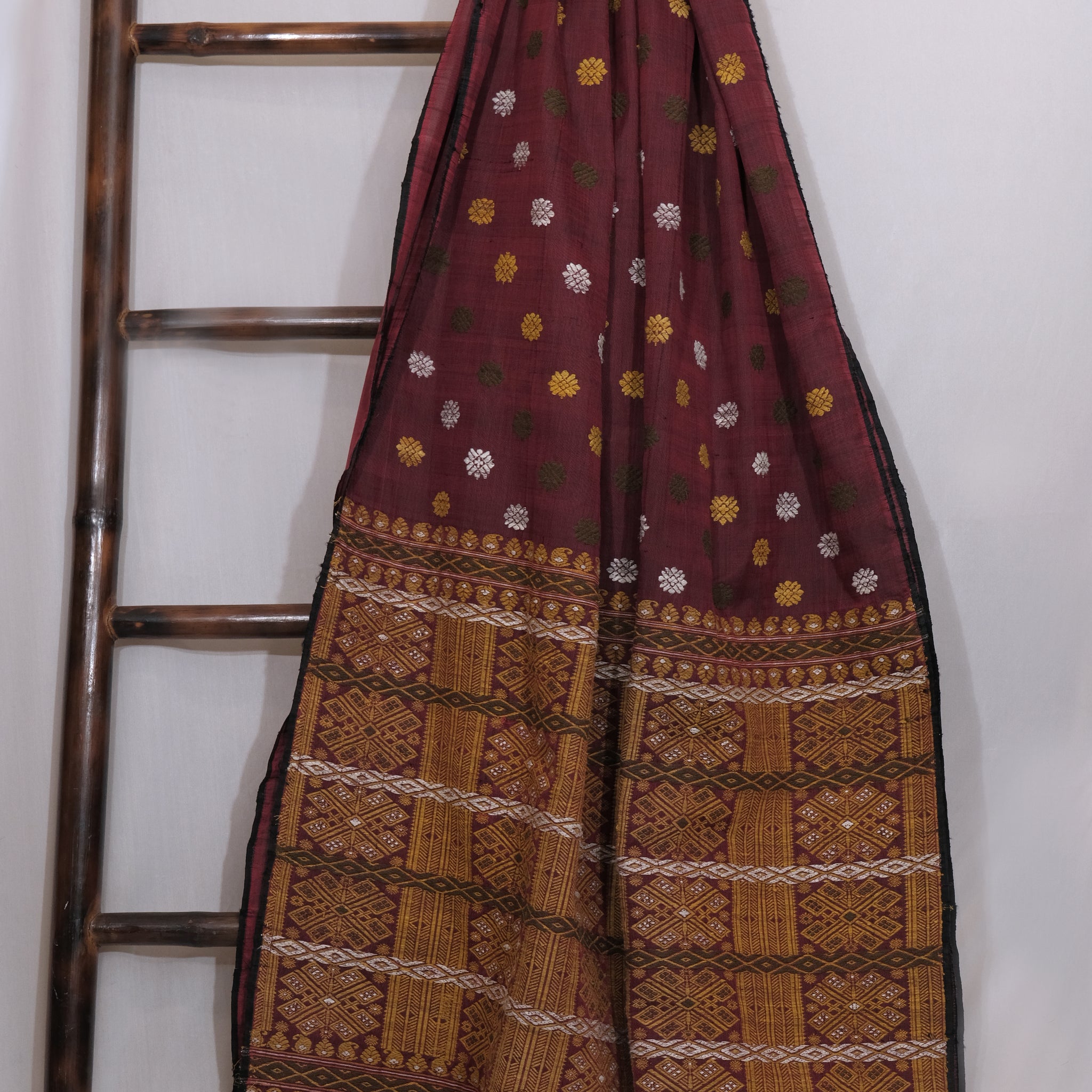 Saree - Mulberry silk & cotton motifs in Eri silk natural dye