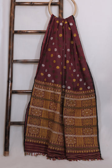 Saree - Mulberry silk & cotton motifs in Eri silk natural dye