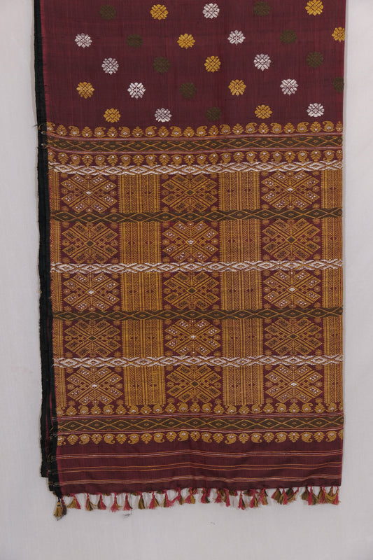 Saree - Mulberry silk & cotton motifs in Eri silk natural dye