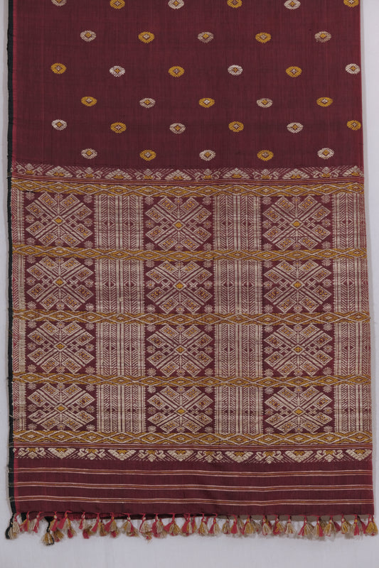 Saree - Mulberry silk & cotton motifs in Muga ghisa silk & Eri silk natural dye