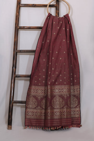 Saree - Tissue & cotton motifs in Tassar silk