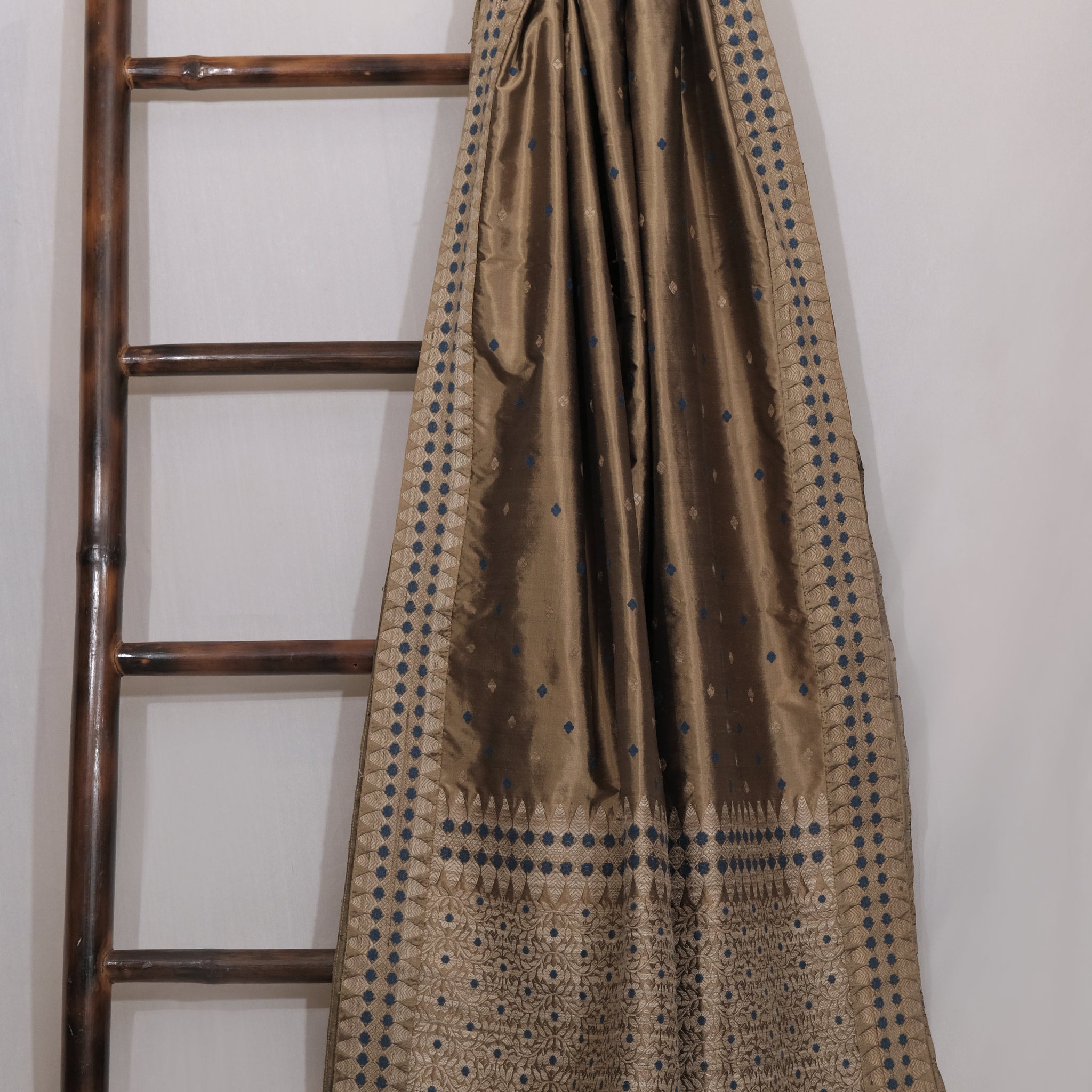Saree - Mulberry silk motifs in Muga ghisa silk & Eri silk natural dye