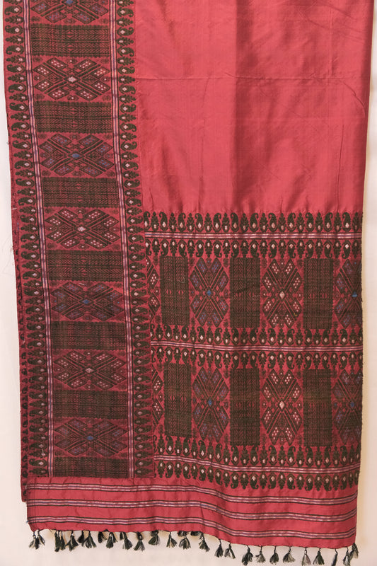 Saree - Mulberry silk motifs in Eri silk natural dye