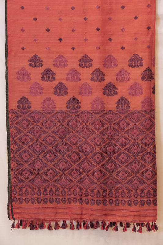 Saree - Tassar silk & cotton motifs in Eri silk natural dye