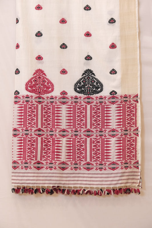 Saree - Mulberry silk & cotton motifs in Eri silk natural dye