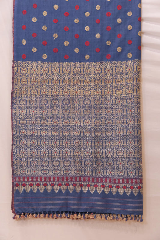 Saree - Eri silk dyed motifs in Muga ghisa silk