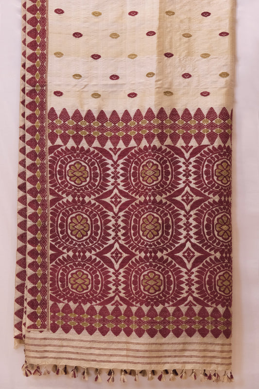 Saree - Tassar silk motifs Eri silk natural dye