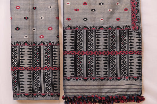 Mekhela Sador - Tassar silk and cotton motifs in Eri silk natural dye