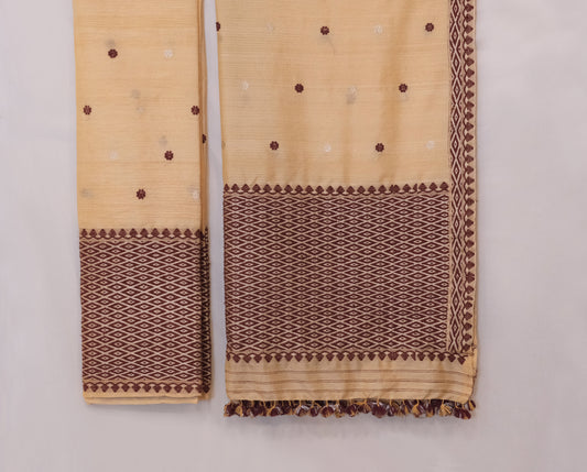 Mekhela Sador - Mulberry silk & cotton motifs Eri silk natural dye