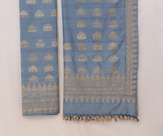 Mekhela Sador - Eri silk & cotton motifs in Muga ghisa silk