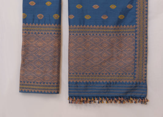 Mekhela Sador - Eri silk & cotton motifs in Eri silk natural dye