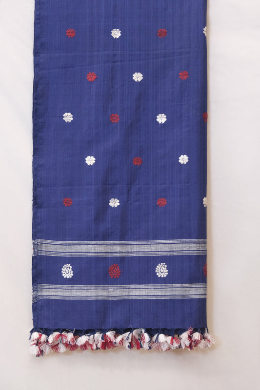 Stole - Mulberry silk & cotton motifs in Eri silk natural dye