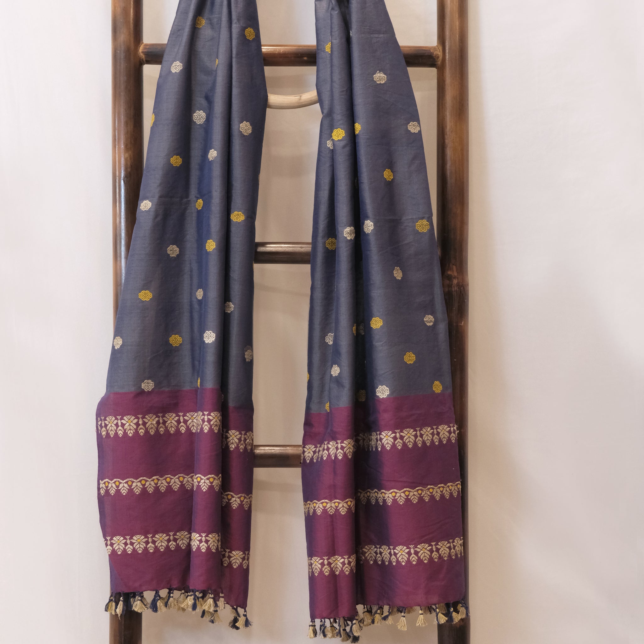 Stole - Mulberry silk motifs Eri silk natural dye