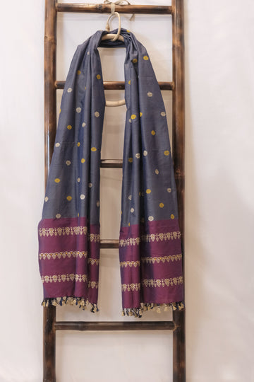 Stole - Mulberry silk motifs Eri silk natural dye