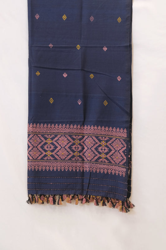 Stole - Cotton motifs in Eri silk natural dye