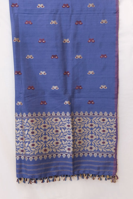 Single Sador - Mulberry silk motifs in Tassar silk & Eri silk natural dye