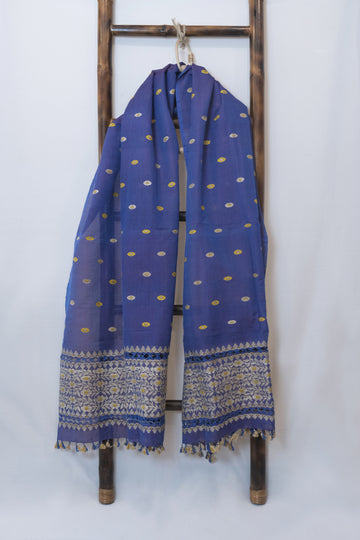 Single Sador - Mulberry silk (kesapat) & cotton  motifs Muga ghisa silk