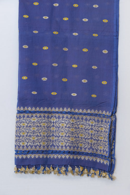 Single Sador - Mulberry silk (kesapat) & cotton  motifs Muga ghisa silk