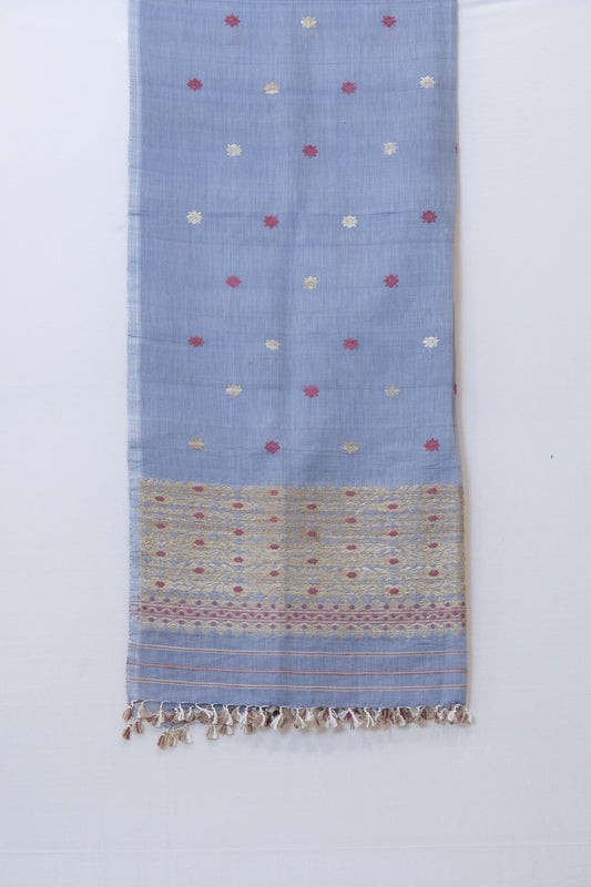 Single Sador - Mulberry silk (Nuni) & cotton motifs Muga ghisa & Eri silk natural dye