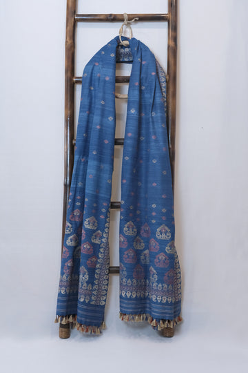 Single Sador - Eri silk natural dye motifs in Muga ghisa & Eri silk natural dye