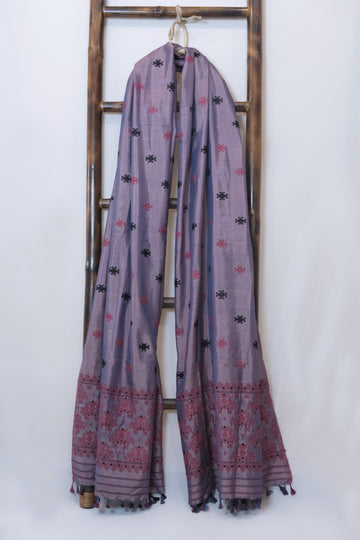 Single Sador - Mulberry silk motifs Eri silk natural dye