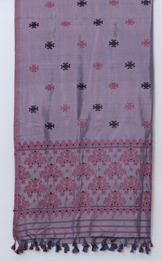 Single Sador - Mulberry silk motifs Eri silk natural dye