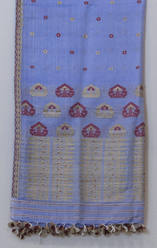 Single Sador - Mulberry silk (Nuni) & cotton motifs Muga ghisa silk & Eri silk natural dye