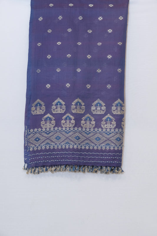 Single Sador - Mulberry silk (nuni silk) & cotton motifs in Muga ghisa & Eri silk natural dye