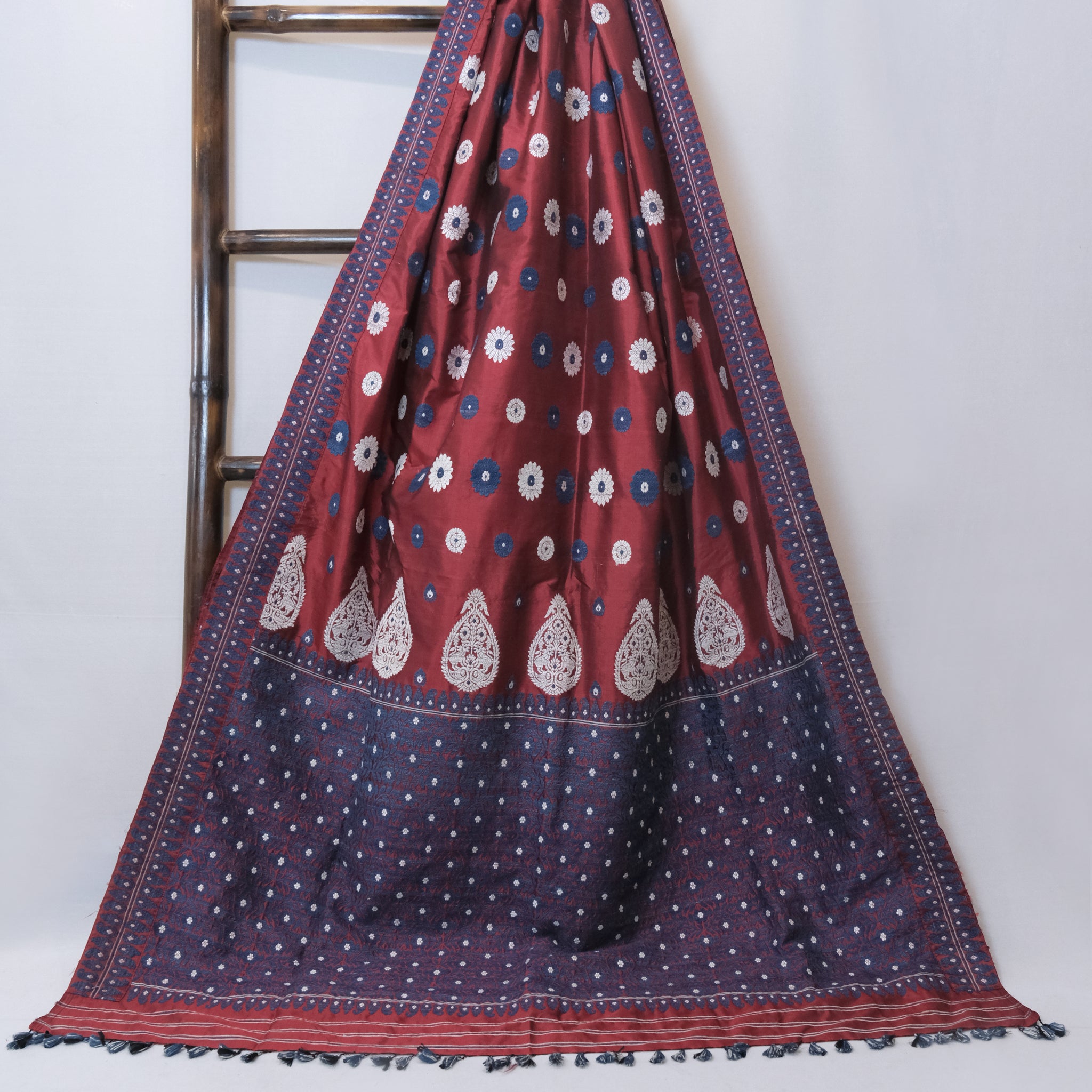 Saree - Mulberry silk motifs Eri silk natural dye