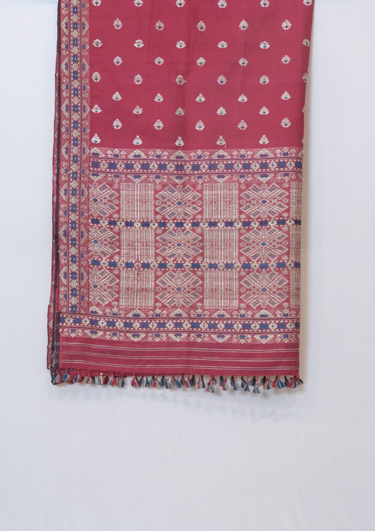 Saree - Mulberry silk (Kesapaat) motifs Muga ghisa silk