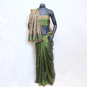 Saree - Mulberry silk & cotton, Motifs in Muga ghisa