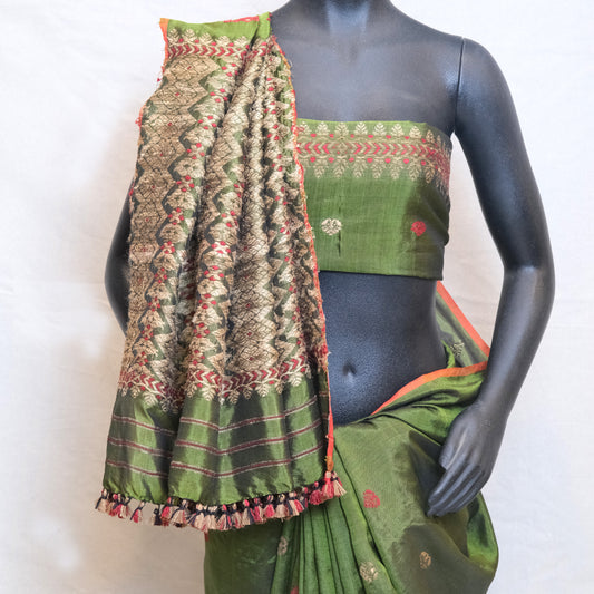 Saree - Mulberry silk & cotton, Motifs in Muga ghisa