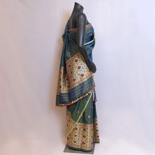 Mekhela Sador - Paat silk & cotton, Motifs in Tassar silk