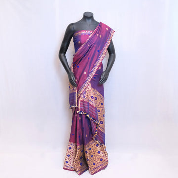 Mekhela Sador - Mulberry silk & cotton, motifs in Tassar silk