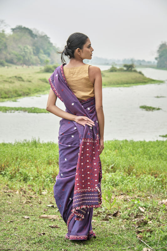 Saree - Paat silk & cotton motifs in eri silk