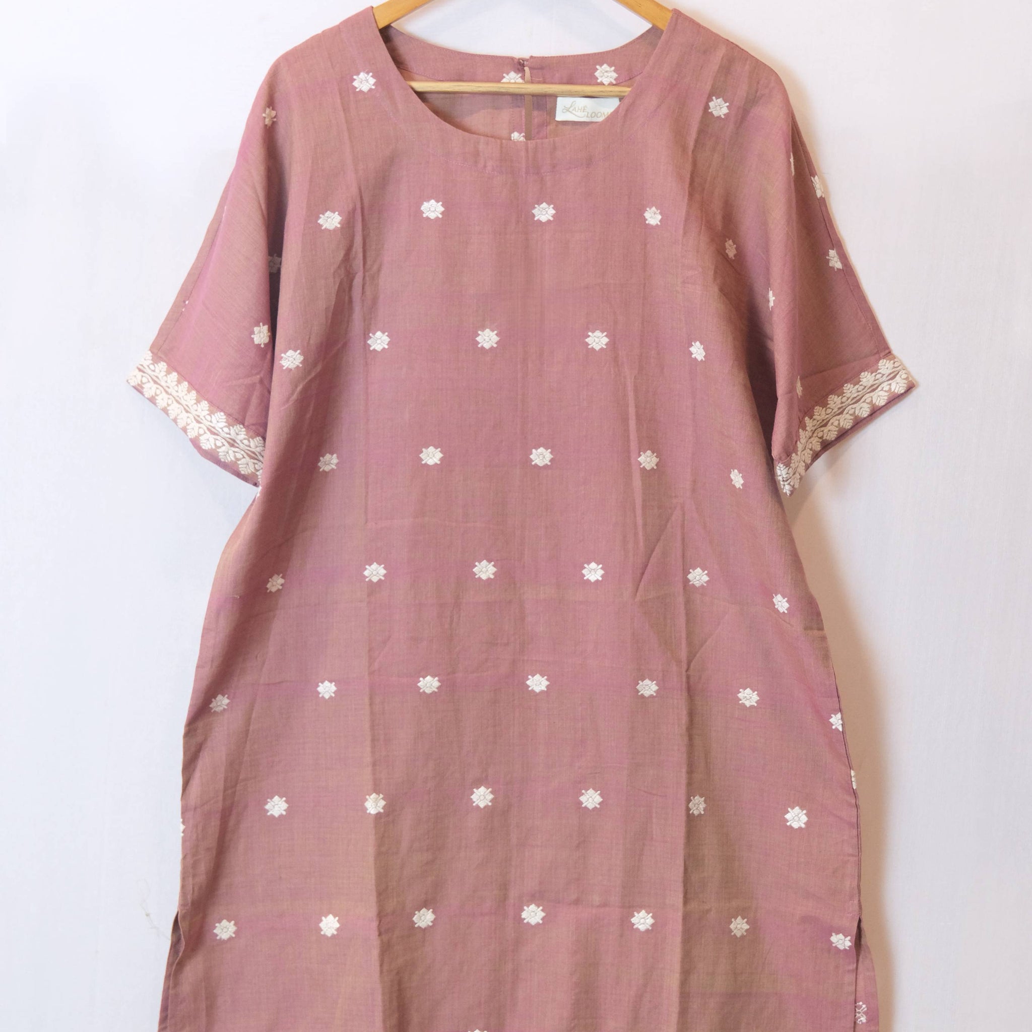 Tunic - Mulberry silk motifs in Eri silk