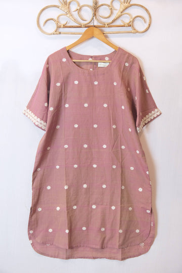 Tunic - Mulberry silk motifs in Eri silk