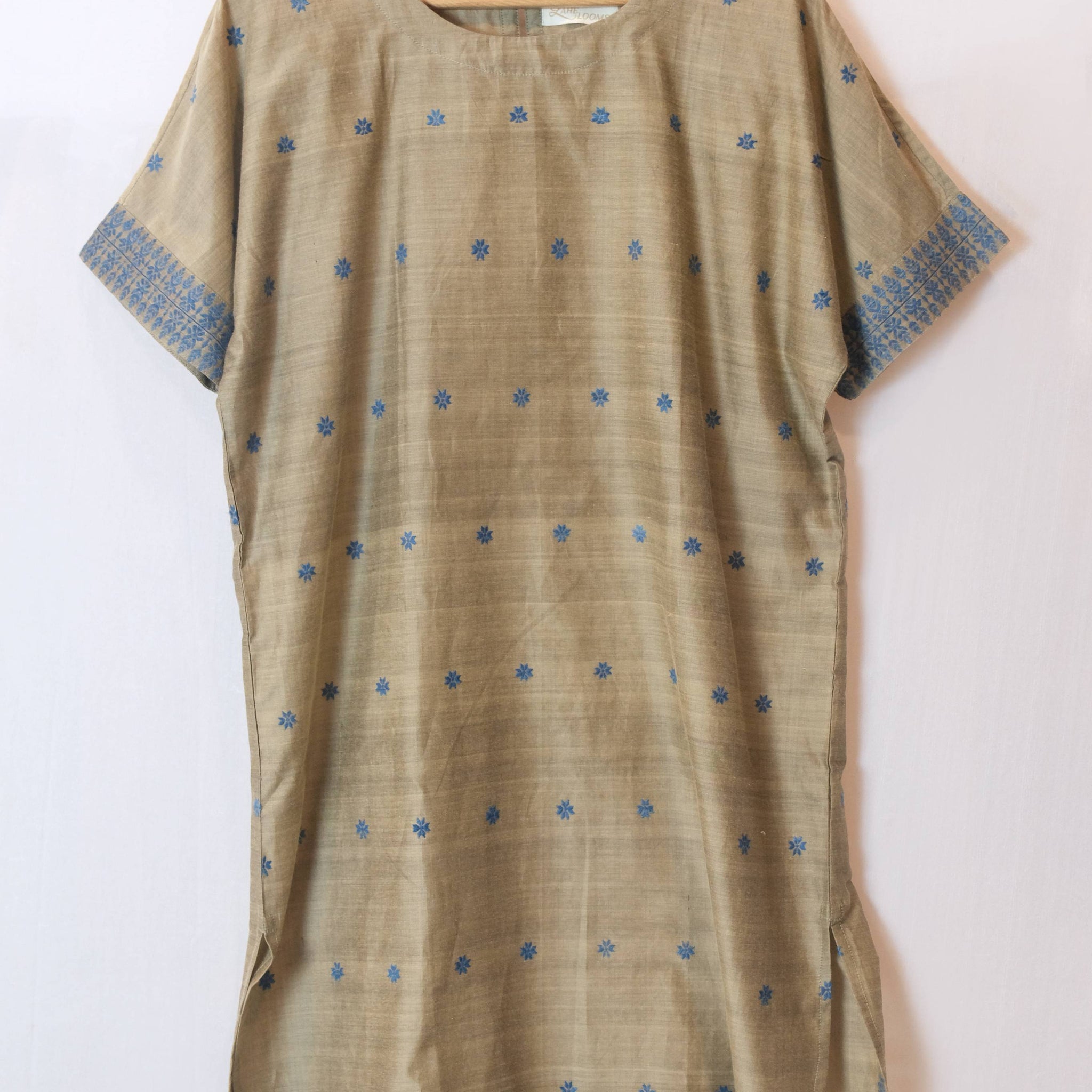 Tunic - Mulberry silk & cotton motifs Eri silk natural dye