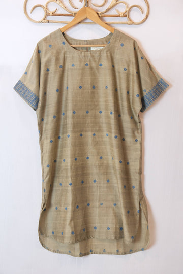 Tunic - Mulberry silk & cotton motifs Eri silk natural dye