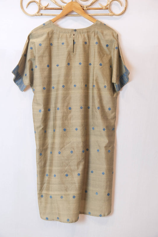 Tunic - Mulberry silk & cotton motifs Eri silk natural dye