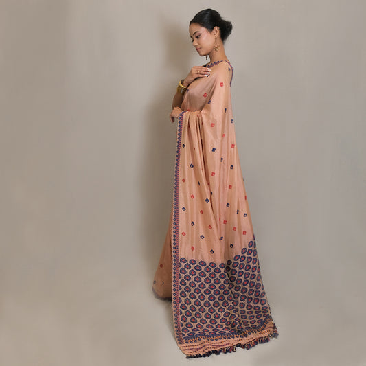 Saree - Mulberry silk & cotton, motifs in Eri silk