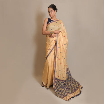Saree - Mulberry silk & cotton motifs in Eri silk
