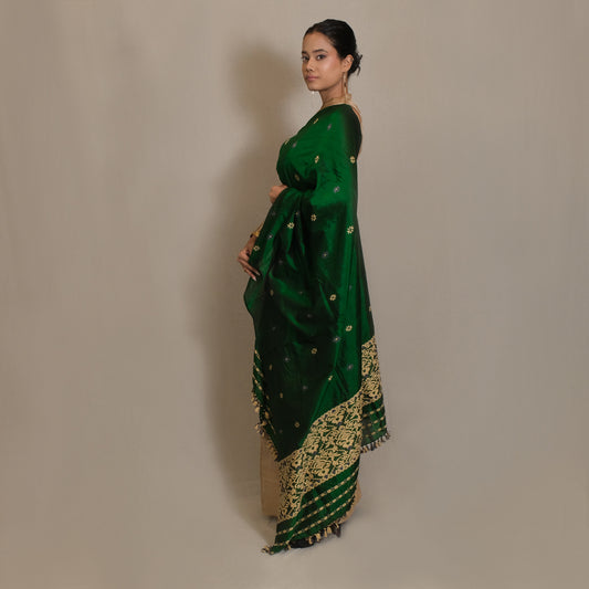 Single Sador - Mulberry silk & cotton motifs in eri silk