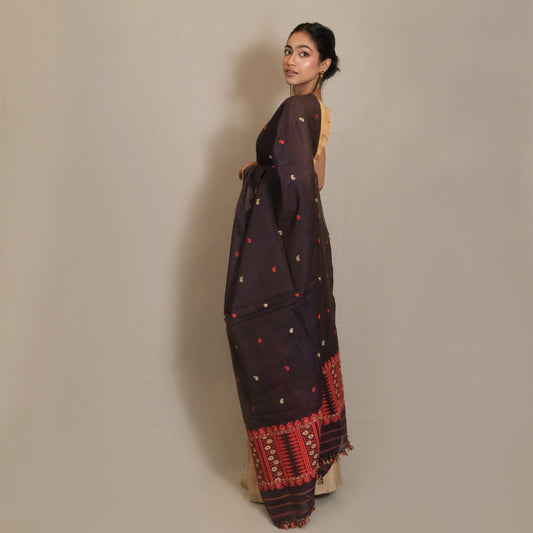 Single Sador - Kesapat silk & cotton motifs in muga ghisa