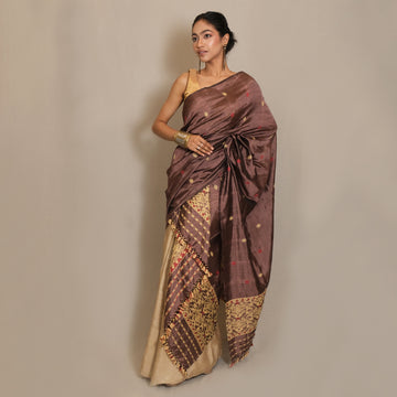 Single Sador - Mulberry silk & cotton motifs in eri silk