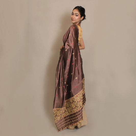 Single Sador - Mulberry silk & cotton motifs in eri silk