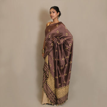 Single Sador - Mulberry silk & cotton motifs in Eri silk