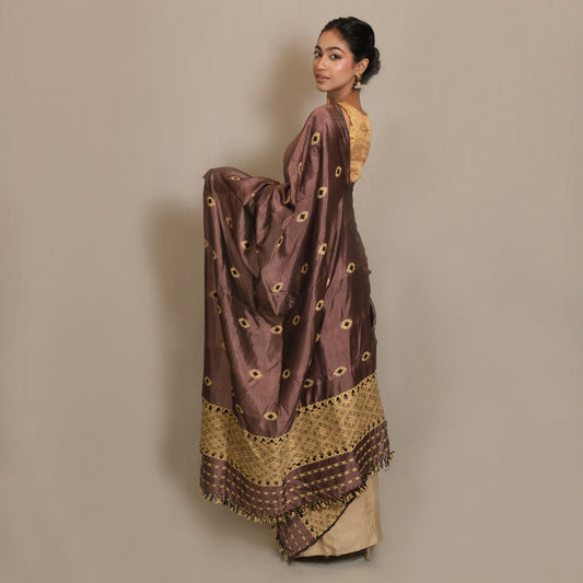 Single Sador - Mulberry silk & cotton motifs in Eri silk